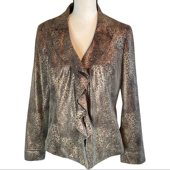 Chicos Faux Leather Cheetah Print Jacket Size Small - Picture 1 of 8